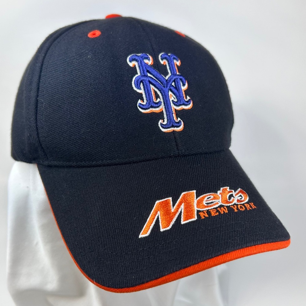 NEW YORK METS MLB Baseball Hat Mens Adjustable Black Orange Wool Acrylic